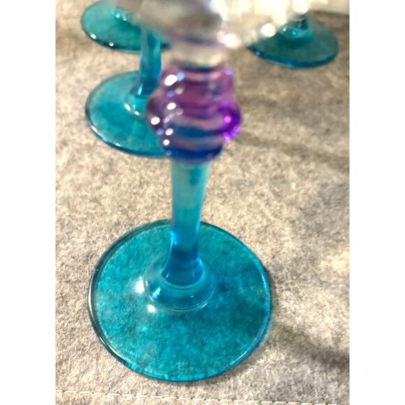 5 Multi Colored Stemmed 7.75" Wine glasses # 2859 - Picture 5 of 7